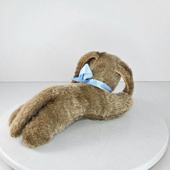 Vintage Steiff Mohair Dachshund Puppy Bazi Dog Lying Down Blue Ribbon Plush - Picture 5 of 10